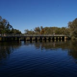 Kent St Weir, popular meeting place for families and friends. 