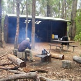 Up to 12 people are able to sleep in the Harris Dam Campsite shelter.