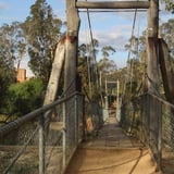 Have fun and a fantastic view of the river as you sashay and sway across a replica of the 1888 swing bridge