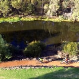 The trail follows the river