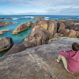 As it name suggests, Elephant Rocks looks exactly like a herd of elephants, paddling in the shallow waters.

These huge cracked oval boulders make a stunning sight as they gaze out upon the Great Southern Ocean.