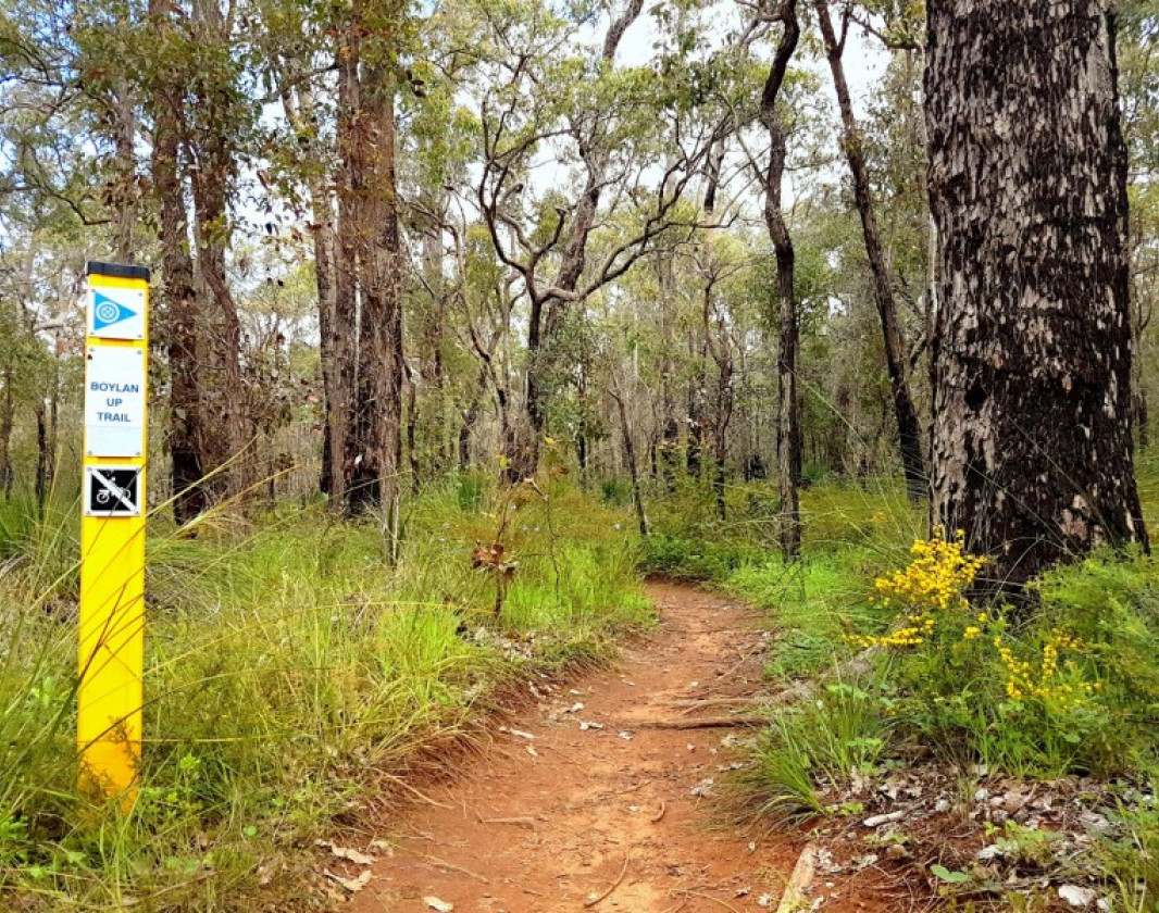 The trail starts at the lower trailhead along Pile Rd, Dardanup
