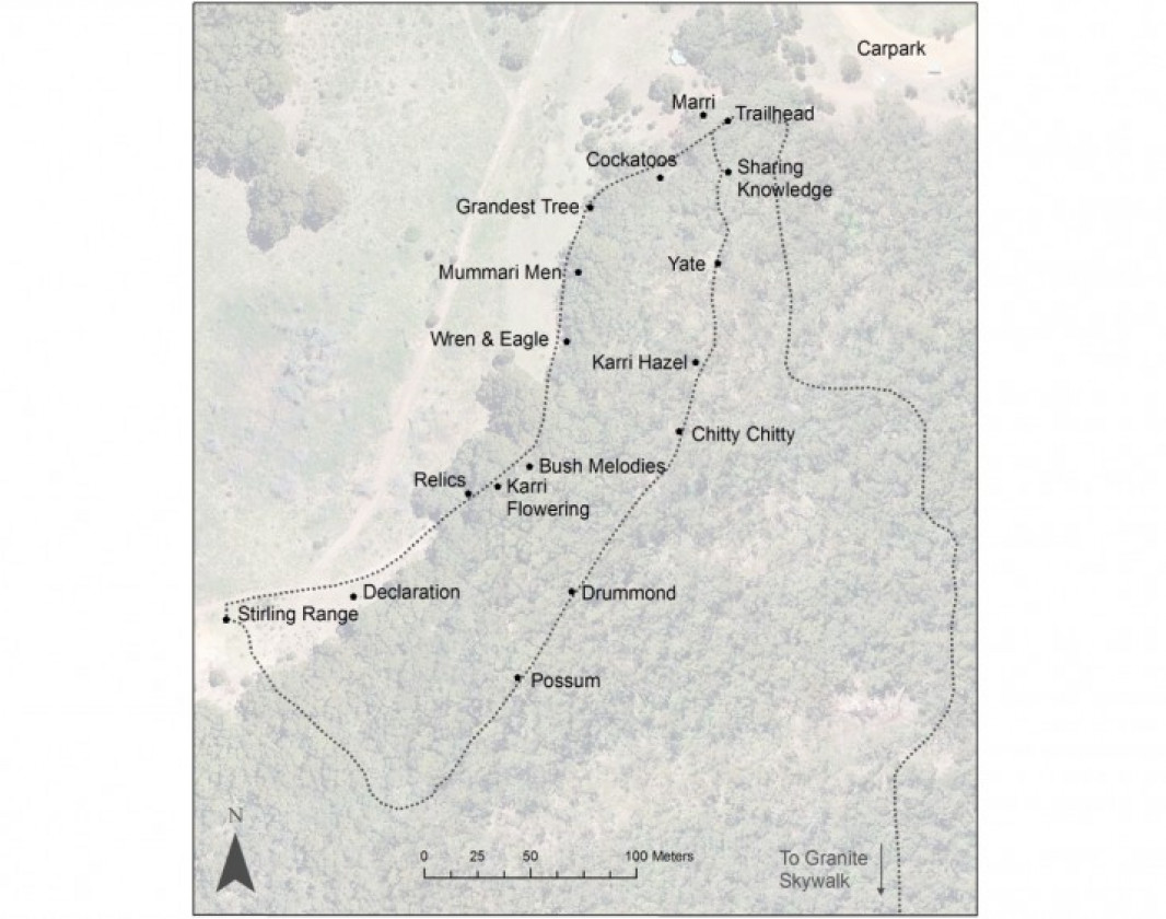 Map of the trail, 1km loop