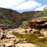 Enjoying the cooling waters of the Murchison River after walking the Z Bend River Trail. 