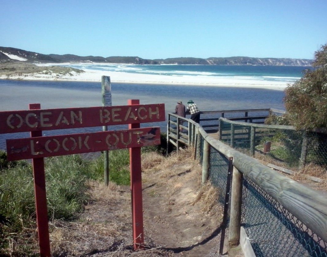 The Ocean Beach Lookout - a beautiful view of the Wilson Inlet mouth and across to the Nullaki Peninsula at Ocean Beach.