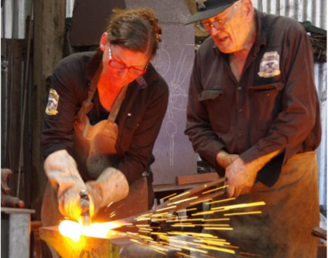 Apprentice Blacksmith Rachel Wyder is learning the tricks of the trade from Master Blacksmith Malcolm Paine